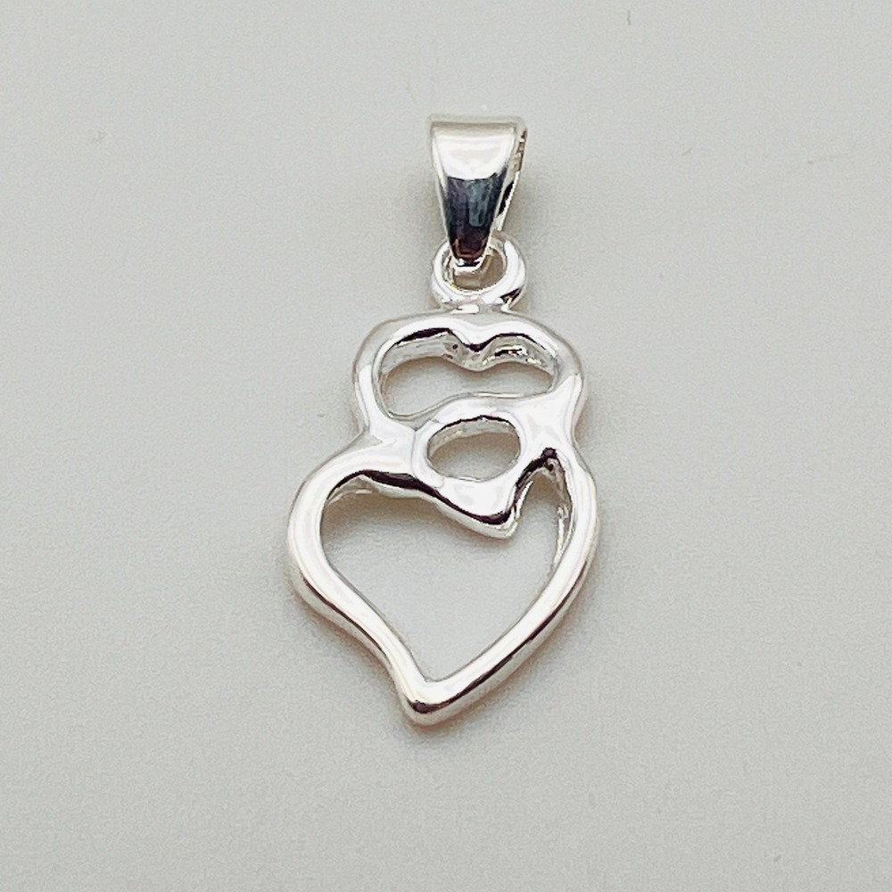 Butterfly Heart Pendant Charm Open Frame High Shine Silver Tone Minimalist